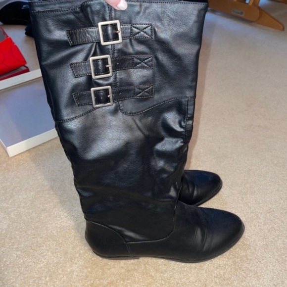 Earnie Shoes - SOLD | Earnie - Black Knee High Boots with Buckles - 9.5